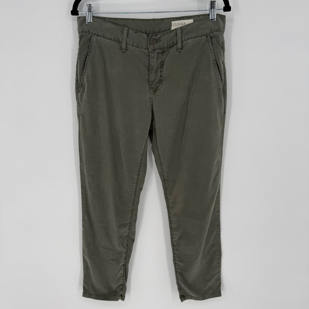 PISTOLA LYOCELL BLEND COTTON BLEND ZIP FLY WITH BUTTON LIGHT OLIVE GREEN SIZE 27